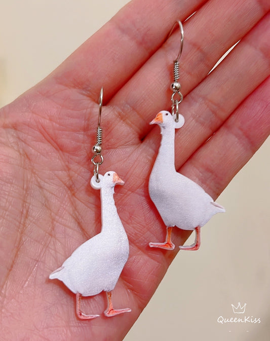 Super Light Acrylic Cute Goose Earrings - Oink Oink The Goose!!