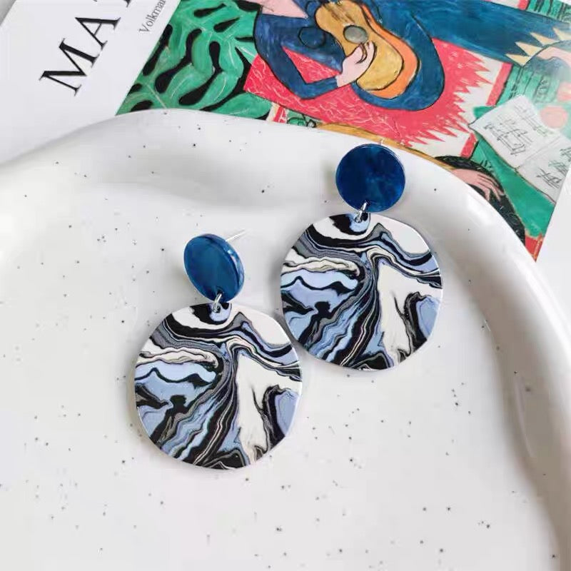 Super Light Acrylic Cute Marble Style Earrings - Paint My Heart!!