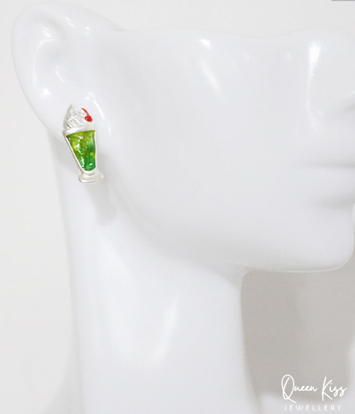 Sterling Silver 925 Stud Earrings Cute Ice Cream Icecream Stud Earrings Modern Studs Minimal Stud Earrings Gift for her