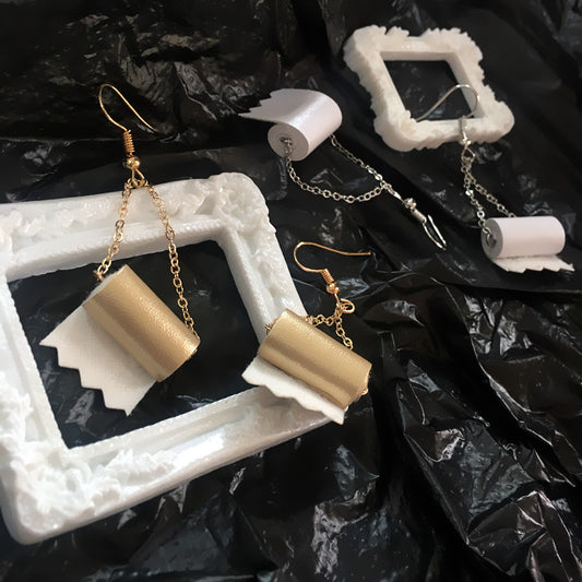 Quirky Sweet Light Cute Toilet Paper Acrylic earrings -- Toilet Paper Mania!!