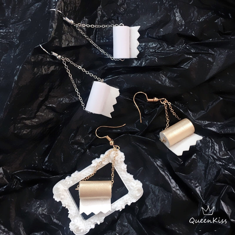 Quirky Sweet Light Cute Toilet Paper Acrylic earrings -- Toilet Paper Mania!!