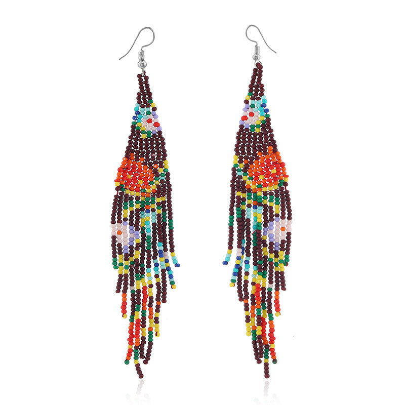 Blossom Flower beaded earrings Fringe gradient earrings Seed bead earrings Beadwork earrings Dangle earrings Long earrings Luxury boho