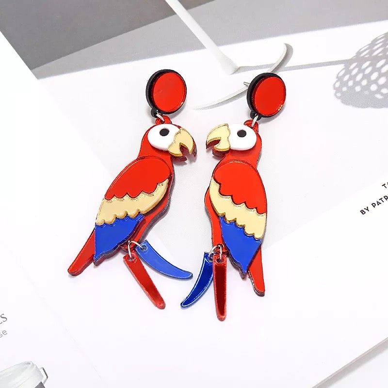 Cute Parrot Red Forest Style Earrings - Sweet Thing!!