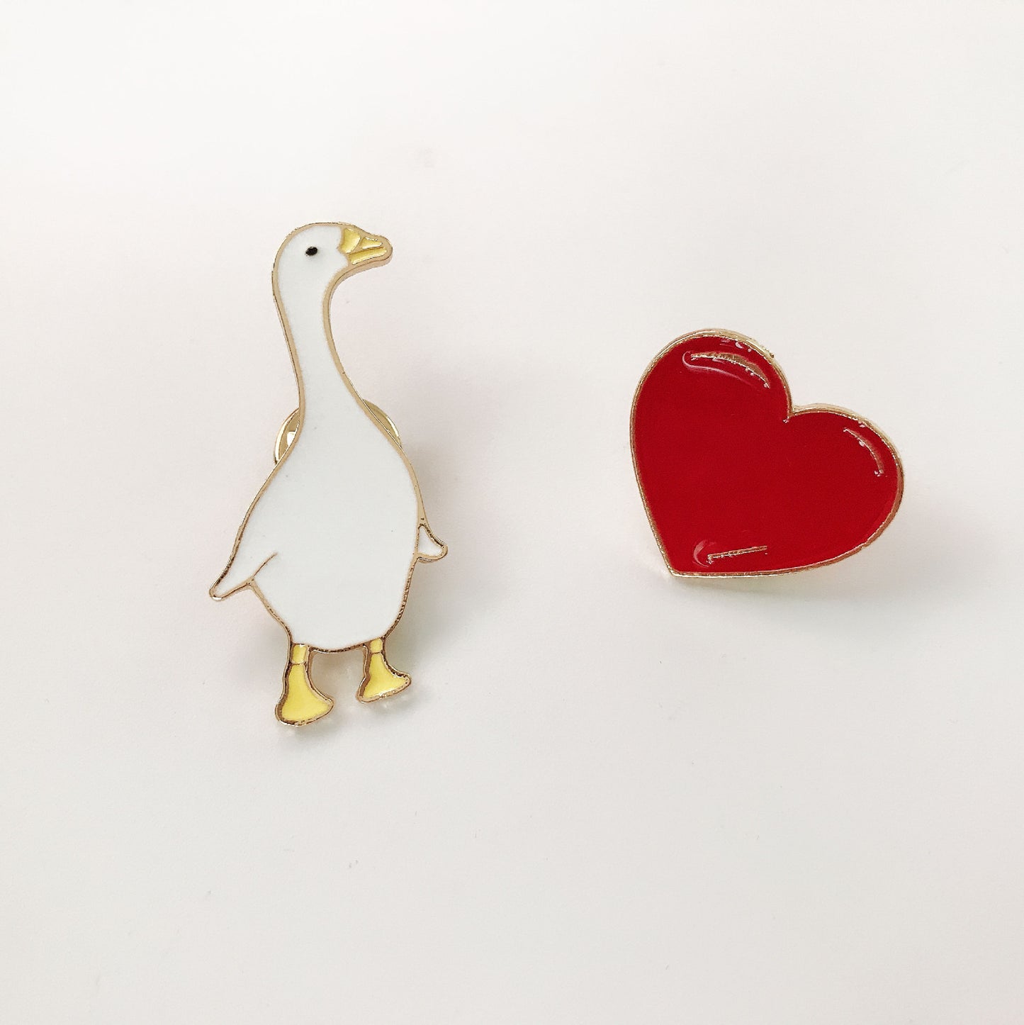 Goose and Heart Brooches Icon Gift for Her, Mother, Kid, Sister, Good Friends