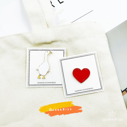 Goose and Heart Brooches Icon Gift for Her, Mother, Kid, Sister, Good Friends