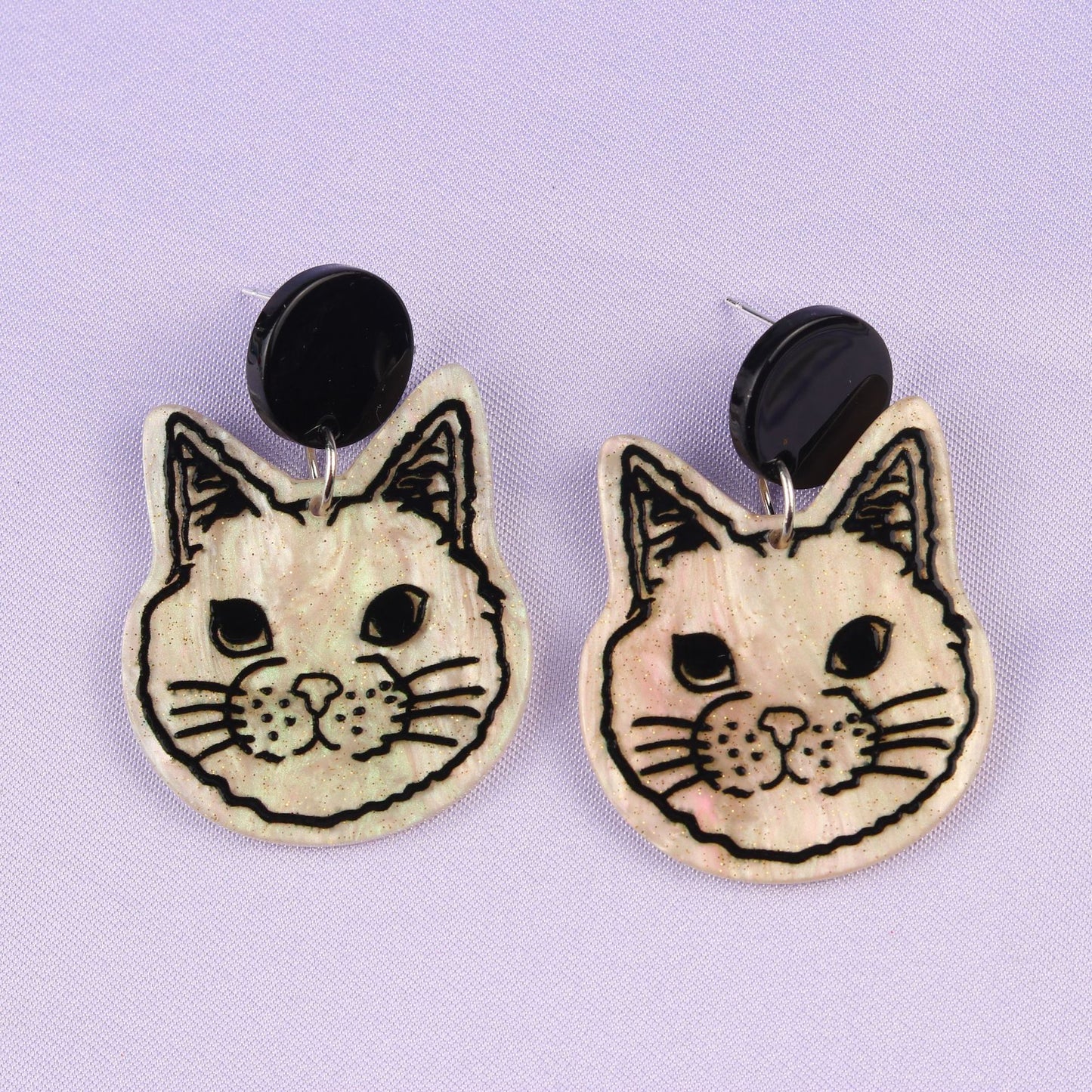 Super Light Acrylic Cute Kitty Cat Earrings - Meow Box!!