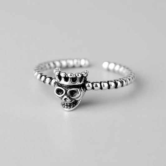 Vintage Quirky Skeleton Adjustable 925 Sterling Silver Ring