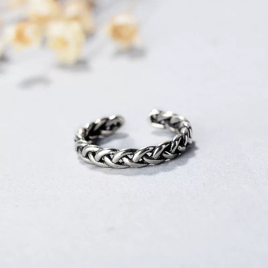 Vintage Wave Adjustable 925 Sterling Silver Plated Ring