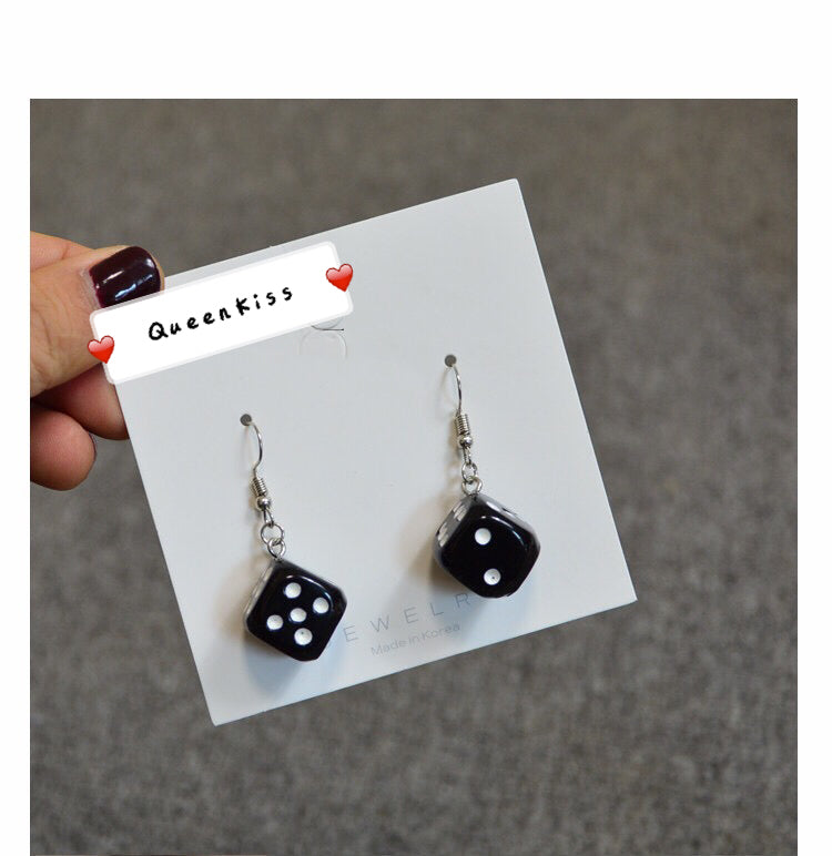 Quirky Light Sexy Dice Black and White Light Earrings - Dice A Way!!