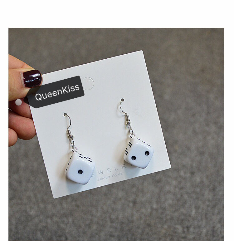 Quirky Light Sexy Dice Black and White Light Earrings - Dice A Way!!