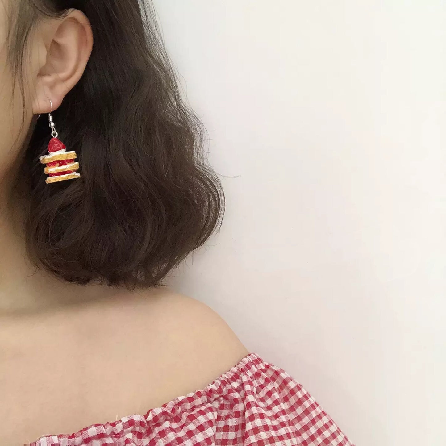 Strawberry Cake Red White Yellow Three Layers Earrings -- Happy Everyday!!