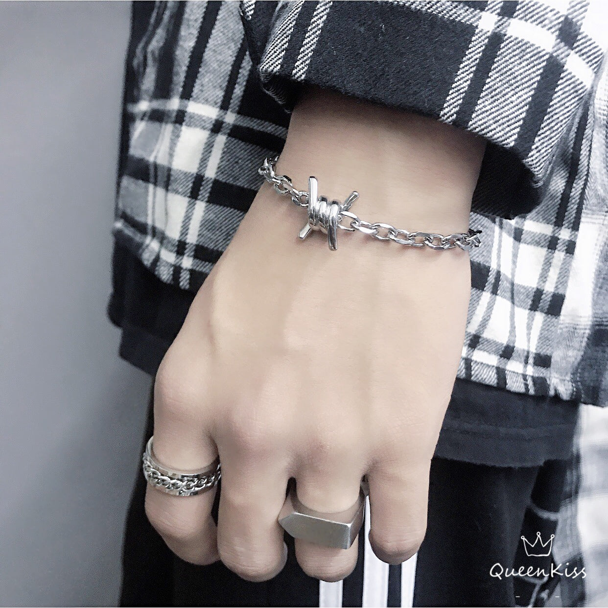 Funky Punk Stainless Steel Cool Style Chain Silver Bracelet -- Magic Moment!!