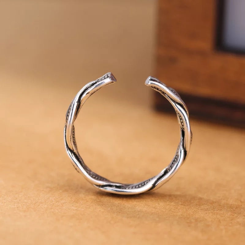 Vintage Wave Adjustable 925 Sterling Silver Plated Ring