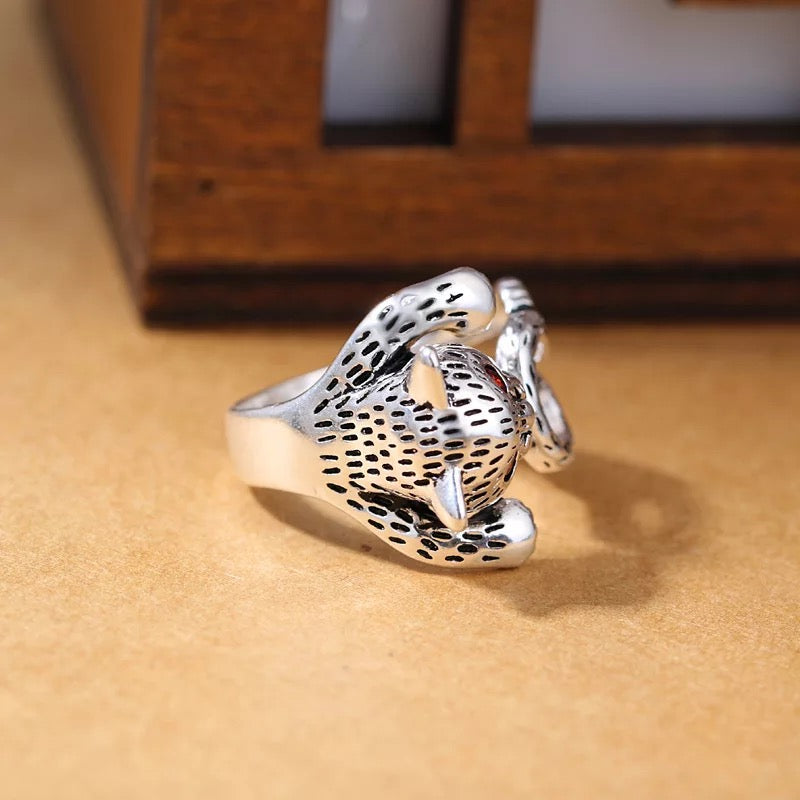 3D Cute Lovely Kitty Cat Adjustable 925 Sterling Silver Plated Ring