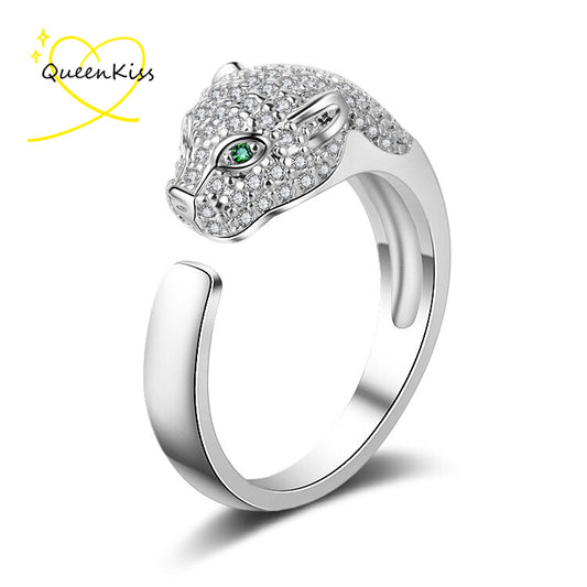 3D Gorgeous Jaguar Panther Leopard Dazzle Cubic Zircon Adjustable 925 Sterling Silver Rosegold Ring Gift for Her Birthday Gift for Her