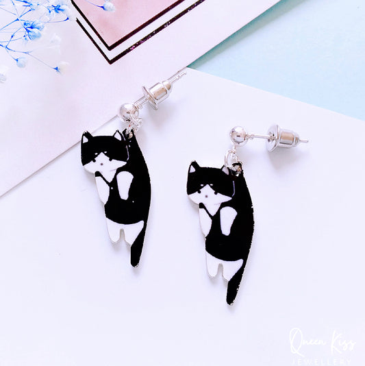 Super Cute Black Kitty Cat Earrings -- Mewji Baby!!