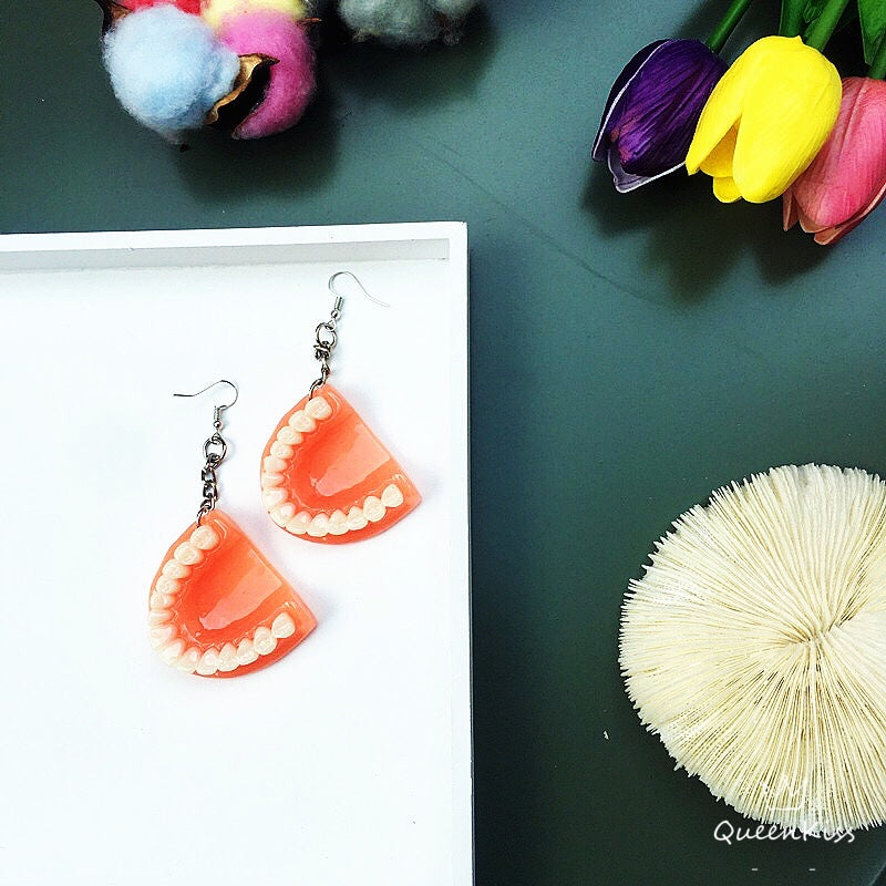 Bit Heavy Quirky Adorable Teeth and Mouth Earrings -- Love Ya Everyday!!