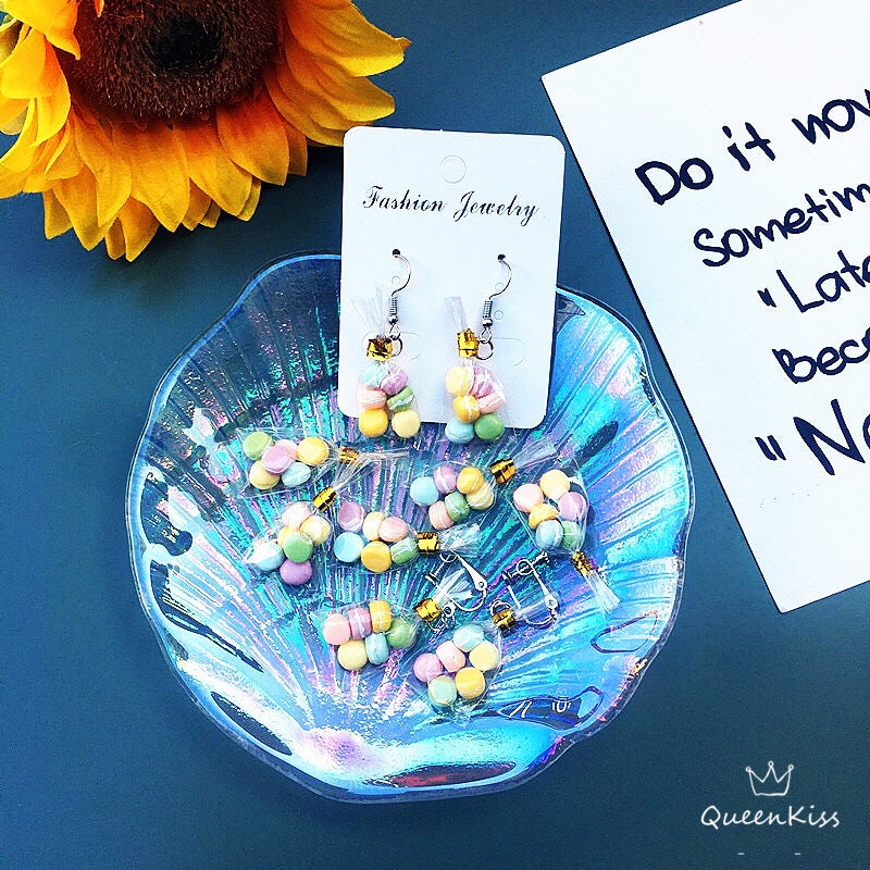 Adorable Little Bag of Colorful Macarons Light Earrings -- Tasty Love!!