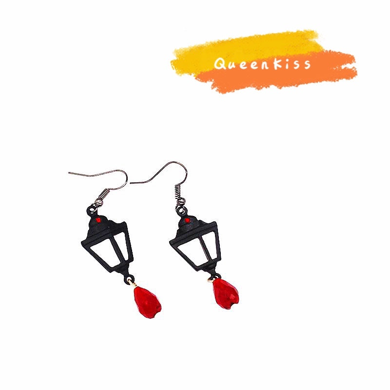 Quirky Darkness Night Black Lantern Earrings Halloween Earrings Creepy Goth Grunge Earrings