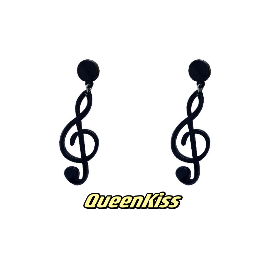Super LIght Acrylic Black Musical Note Earrings - Sing Along!!