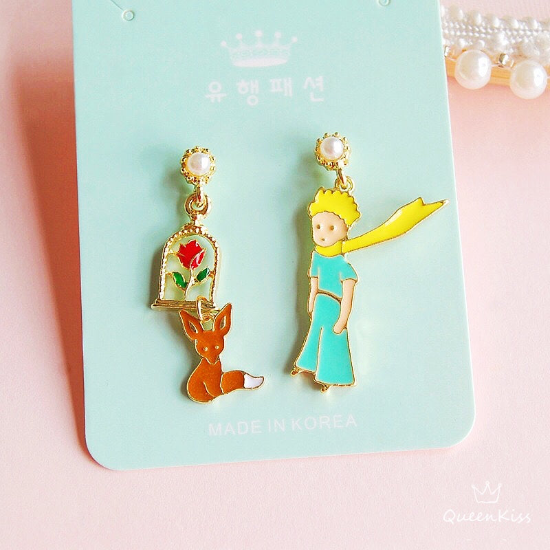 Super Cute Little Price and Mr. Fox Enamelled Earrings -- Tame Me!!