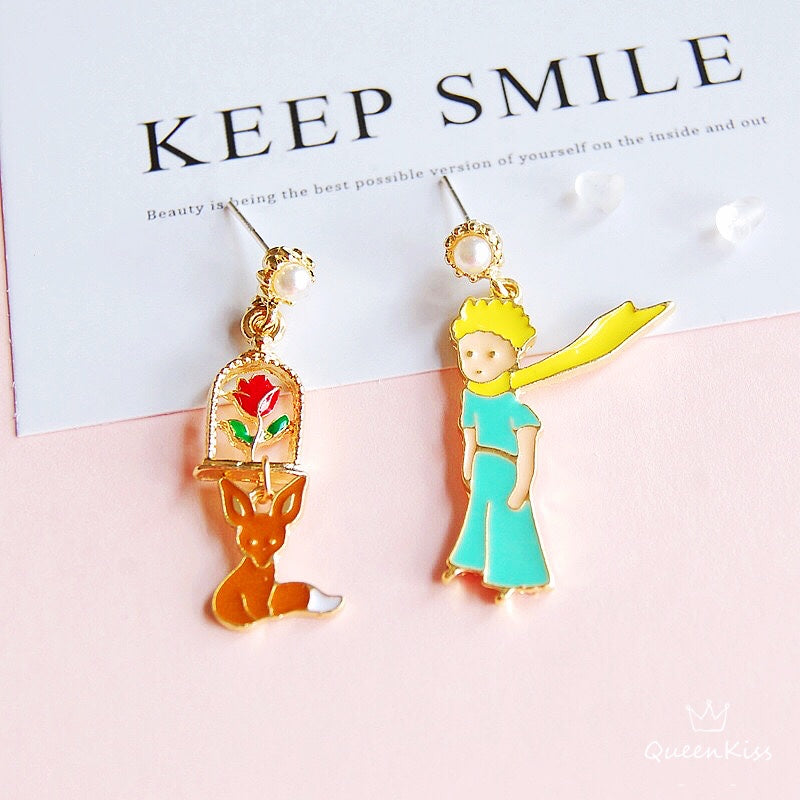 Super Cute Little Price and Mr. Fox Enamelled Earrings -- Tame Me!!