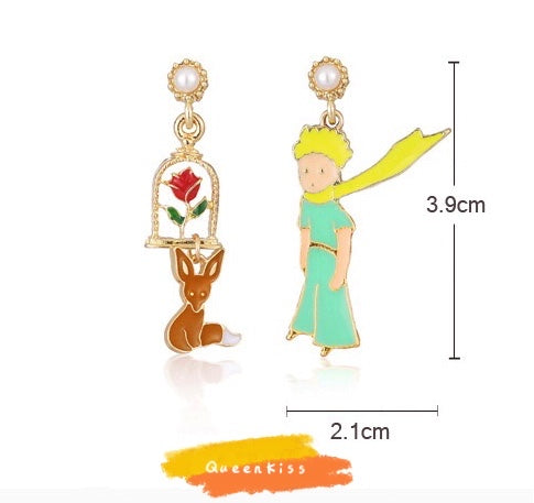 Super Cute Little Price and Mr. Fox Enamelled Earrings -- Tame Me!!