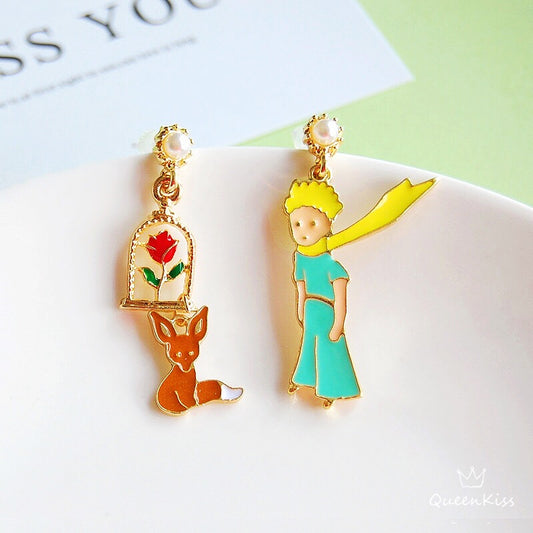 Super Cute Little Price and Mr. Fox Enamelled Earrings -- Tame Me!!