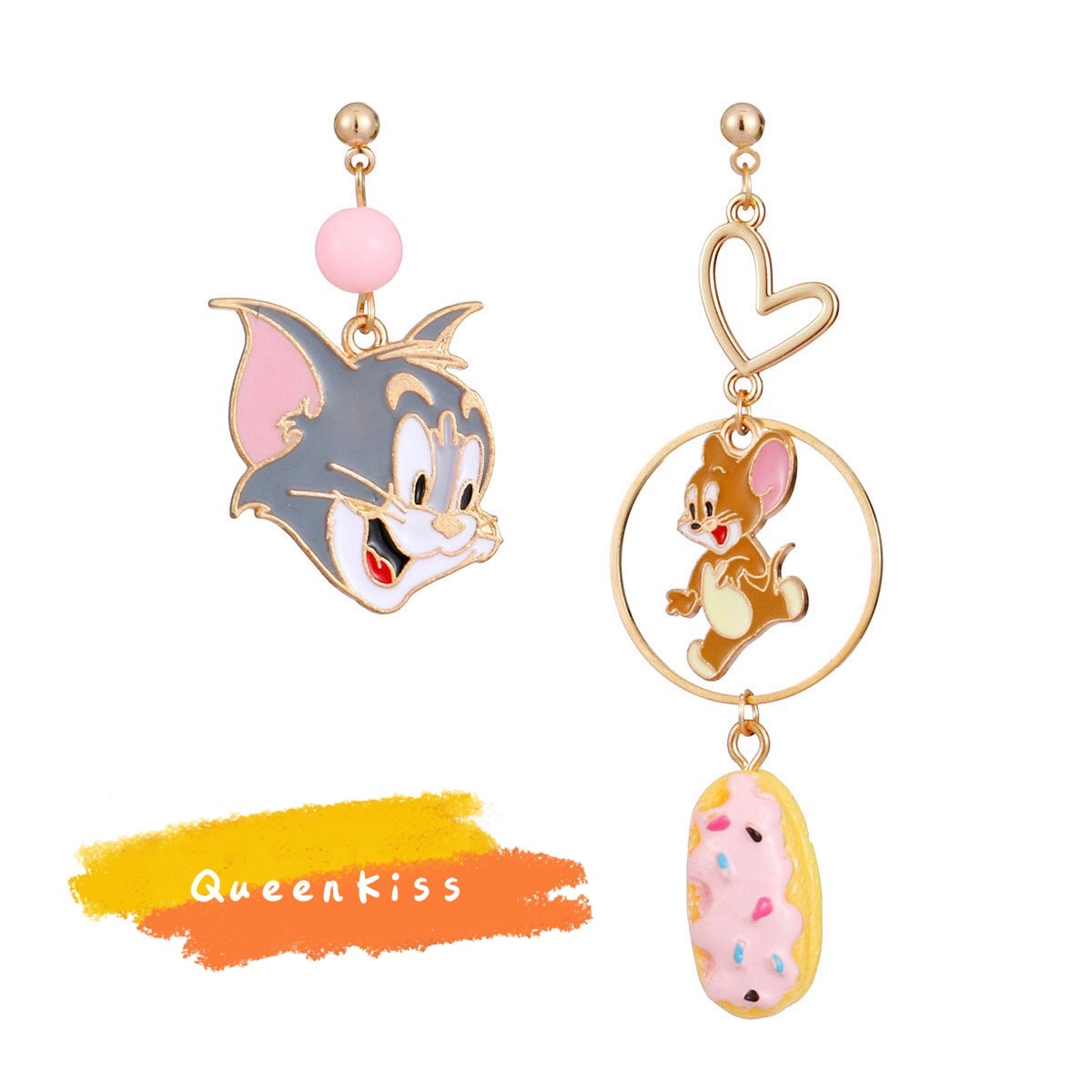 Super Cute Tom and Jerry Enamelled Earrings -- Super Partner!!