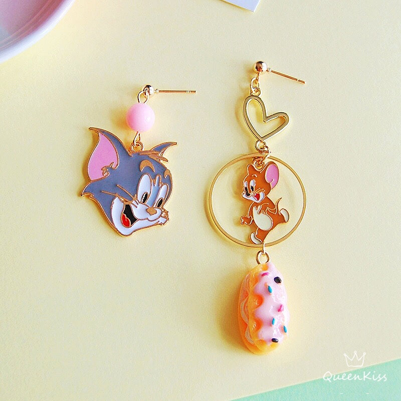 Super Cute Tom and Jerry Enamelled Earrings -- Super Partner!!