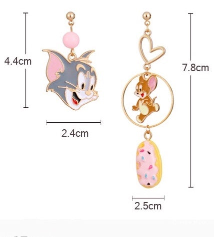 Super Cute Tom and Jerry Enamelled Earrings -- Super Partner!!