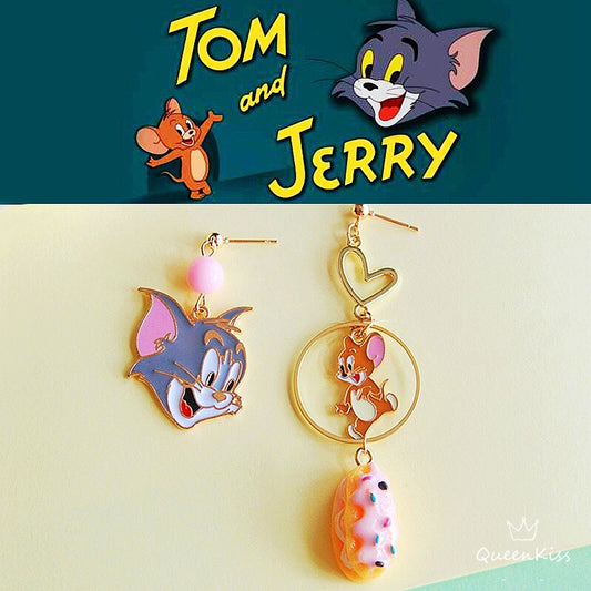 Super Cute Tom and Jerry Enamelled Earrings -- Super Partner!!