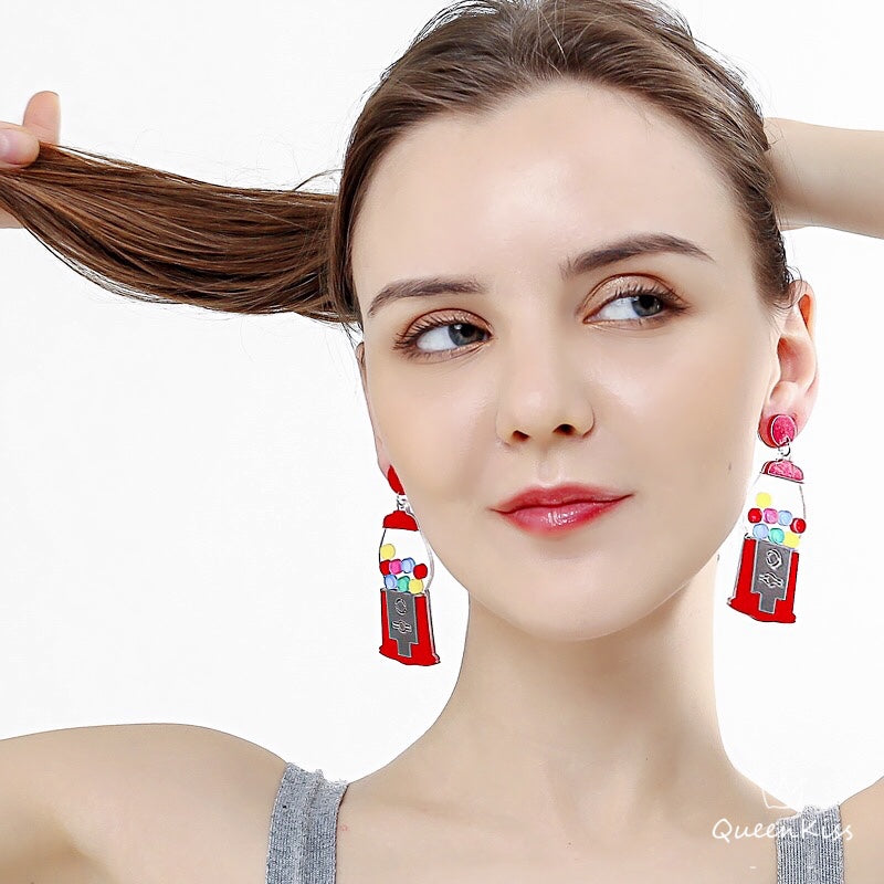 Cute Light Trendy Mini Playing Balls Machine Earrings - Play Time!!