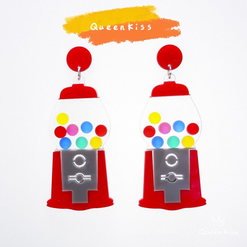 Cute Light Trendy Mini Playing Balls Machine Earrings - Play Time!!