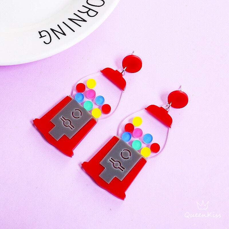 Cute Light Trendy Mini Playing Balls Machine Earrings - Play Time!!