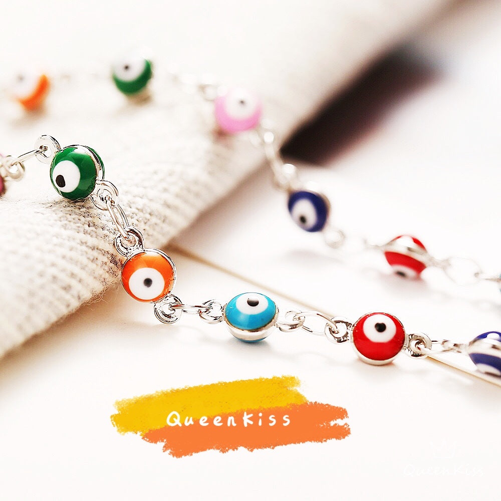 Evil Eyes Beads Gold and Silver Anklet Gift for Girlfriend Sister Mother Daughter Her -- Love From Evil Eyes!!