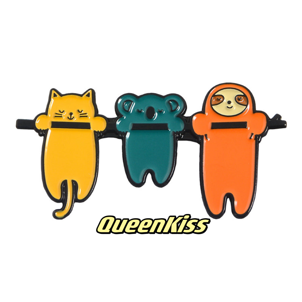 Cute Adorable Sloth Family Party Brooches Orange Sloth Blue Koala Yellow Kitty Cat Gift for Her, Mother, Kid, Sister, Good Friends
