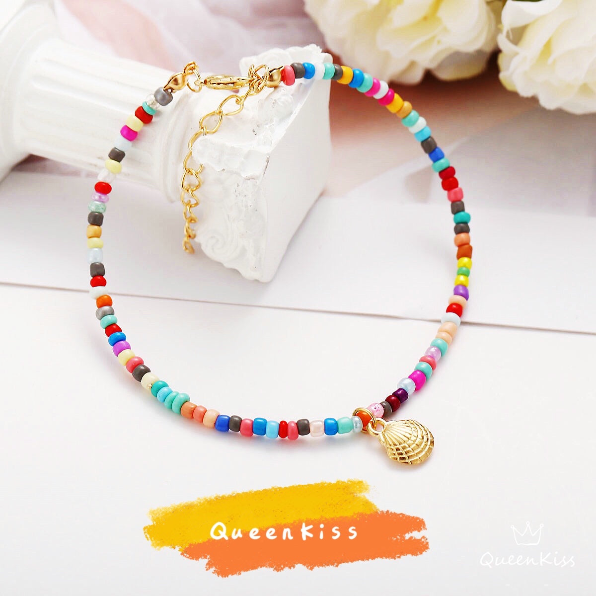 Cute Adorable Shell and Beads Gold and Silver Anklet Gift for Girlfriend Sister Mother Daughter Her -- Bondi Life!!