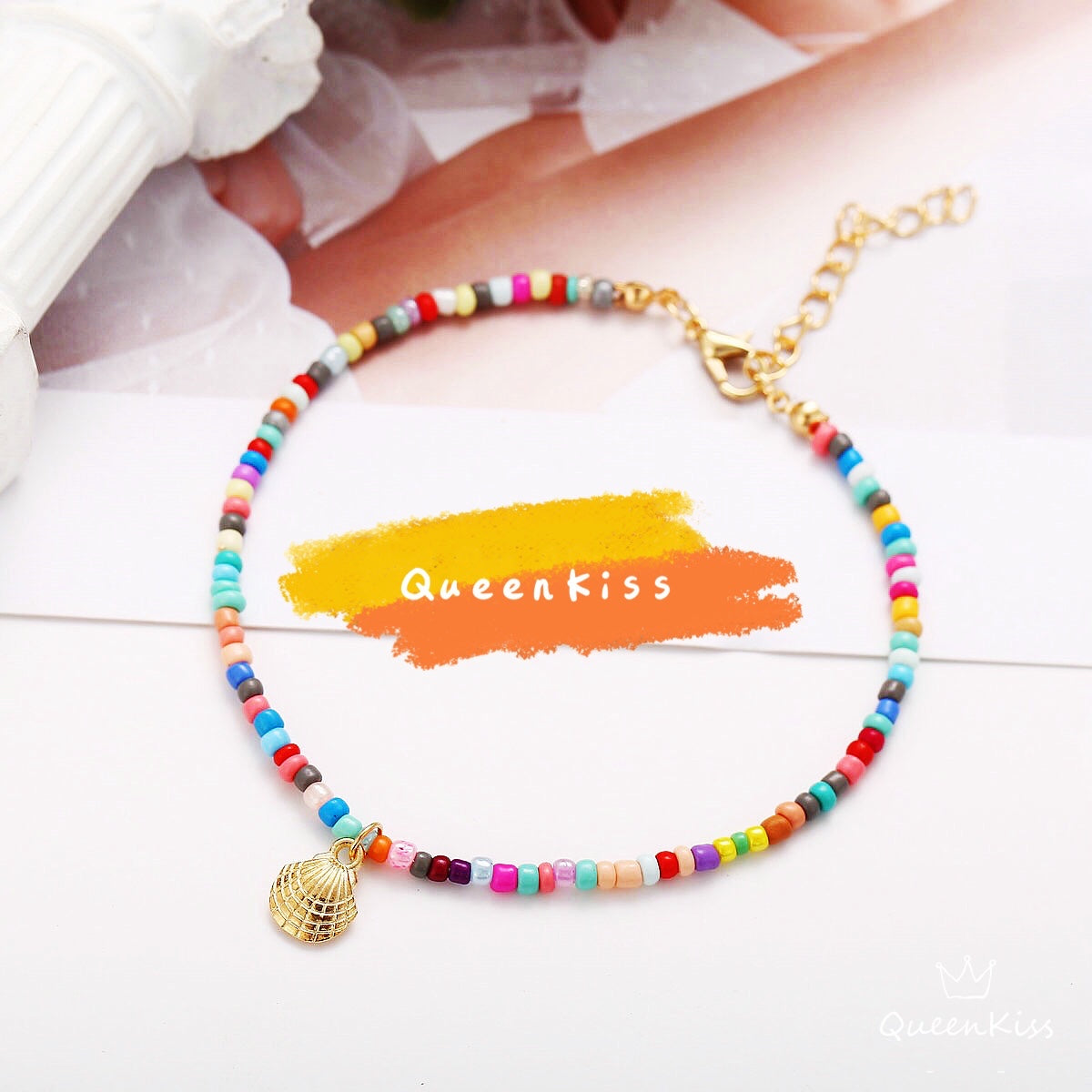Cute Adorable Shell and Beads Gold and Silver Anklet Gift for Girlfriend Sister Mother Daughter Her -- Bondi Life!!