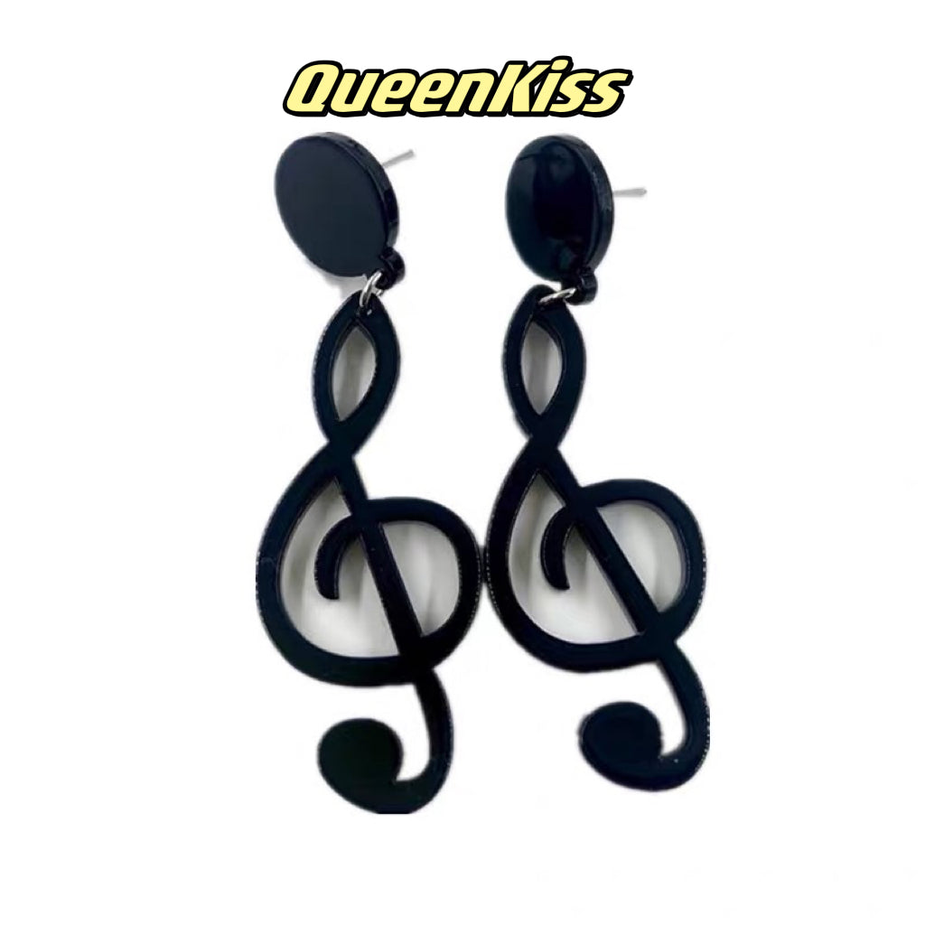 Super LIght Acrylic Black Musical Note Earrings - Sing Along!!
