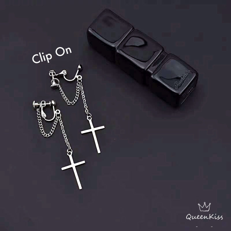 Cool Cross Dangle Silver Earrings Needle Pierced and Screw Holder -- Jesus Loves you!!