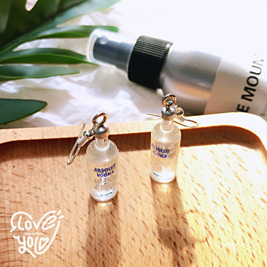 Adorable Absolute Vodka Alcohol Bottle Light Earrings -- Be Cool!!