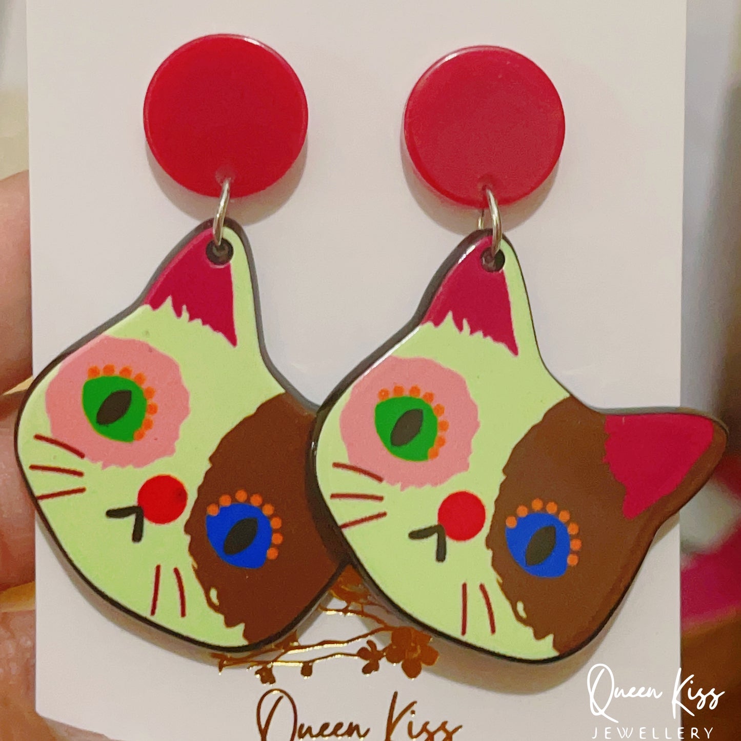 Super Light Acrylic Cute Kitty Cat Earrings - Mr. Meow!!