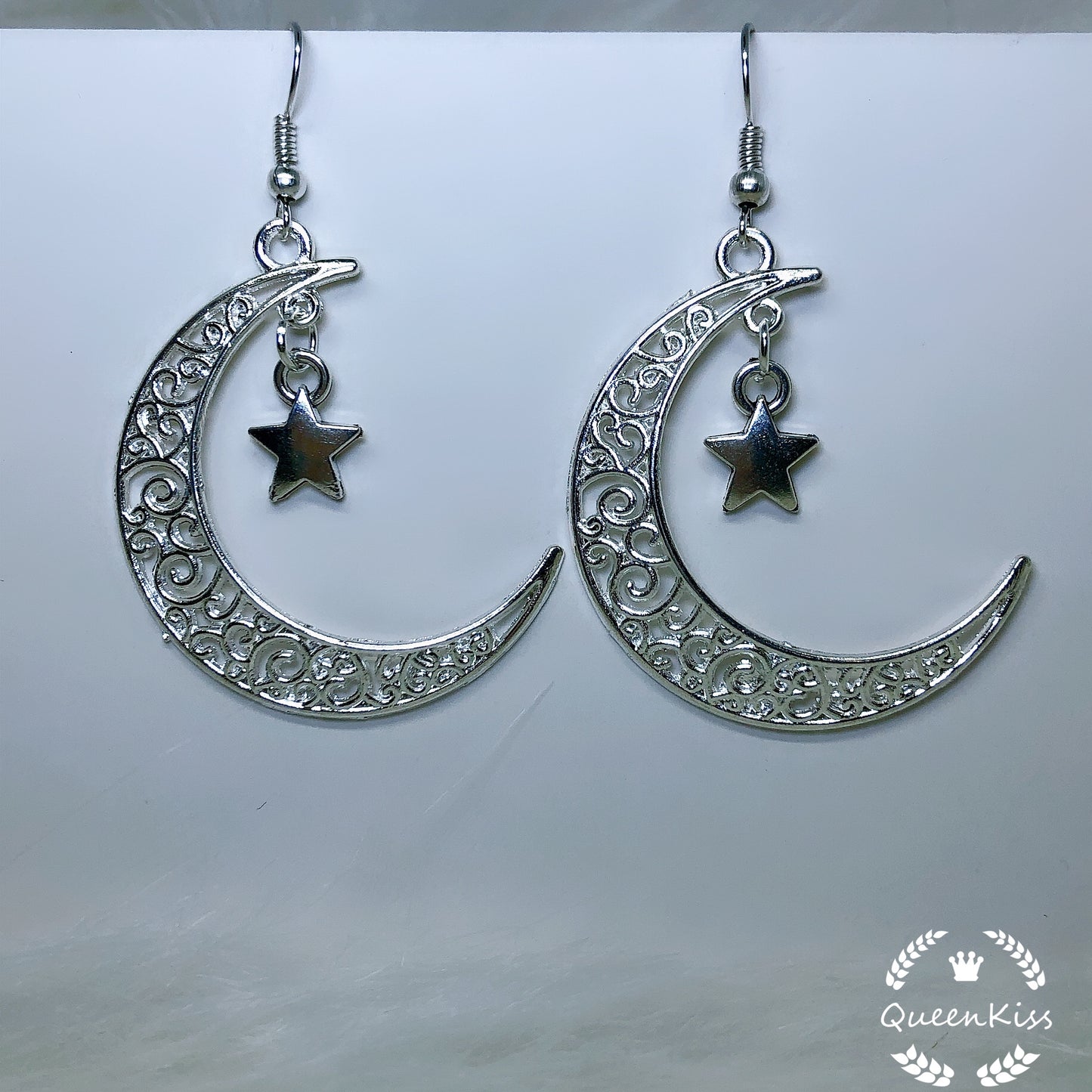 Sale!!! Crescent Big Moon Silver Earrings Boho Half Moon Earrings Cosmic Chic Gift for Girlfriend Mother Daughter Best friend Her--Moon Star
