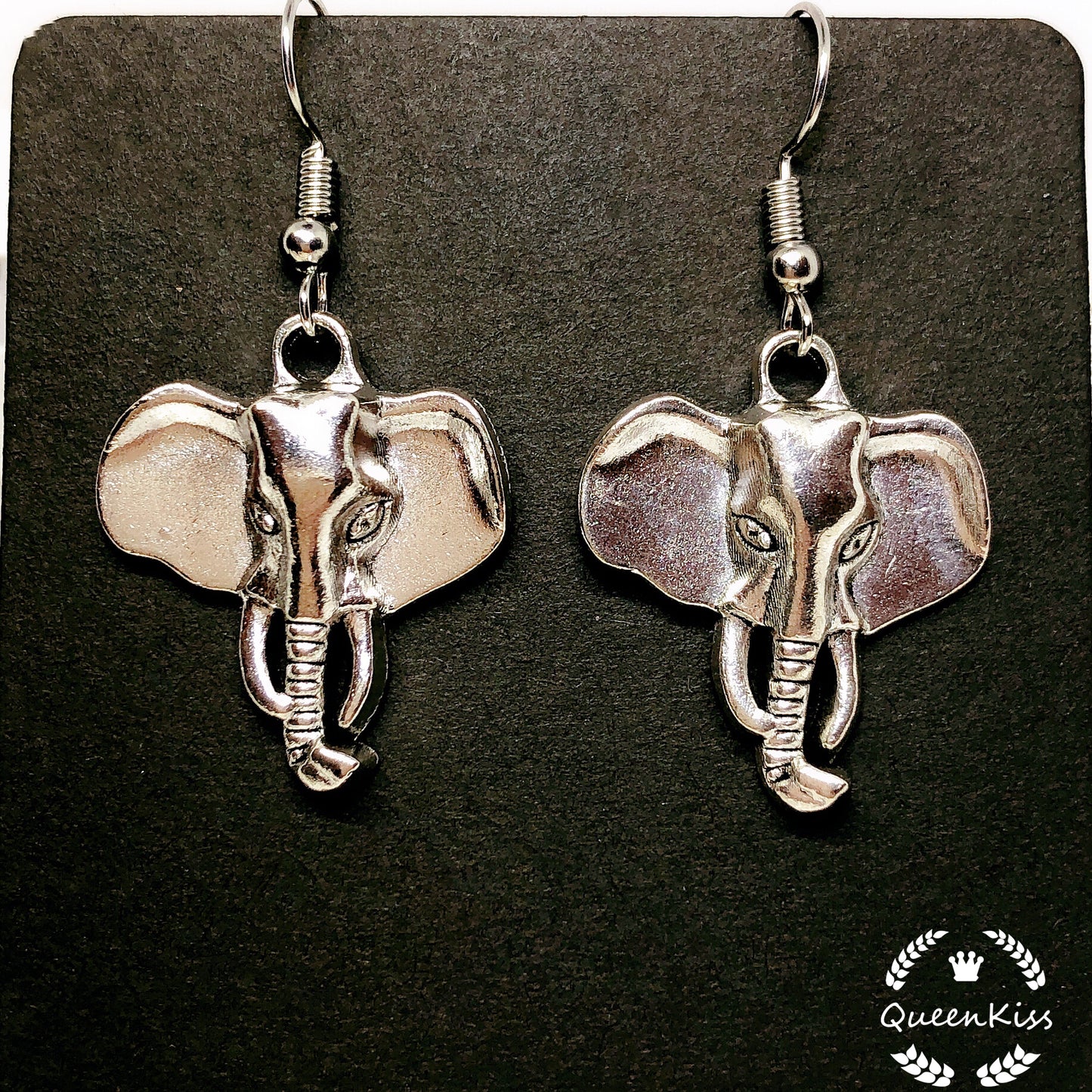 Cool 3D Elephant Head Big Ears and Ivory Silver Earrings - King of African!