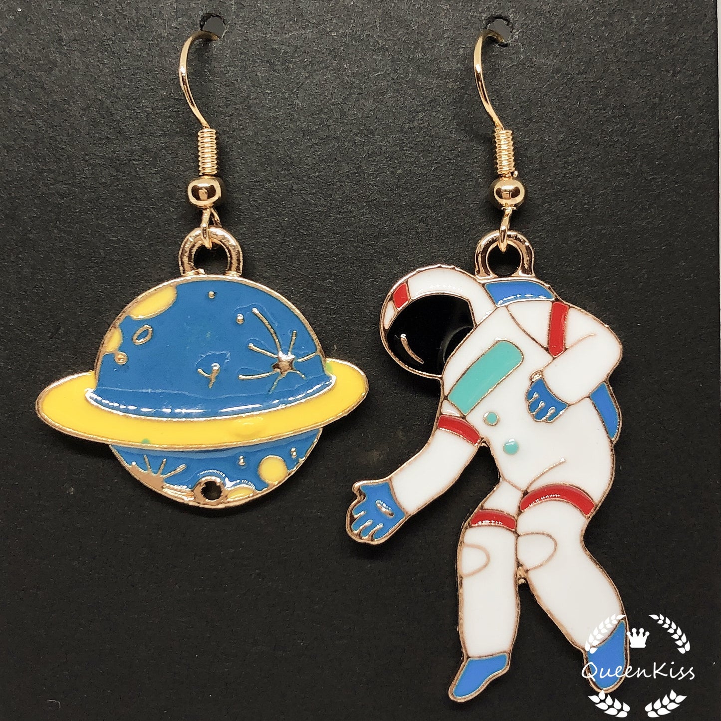 Cute Adorable Spaceman and Universe Rosegold Earring -- Universe Company!!