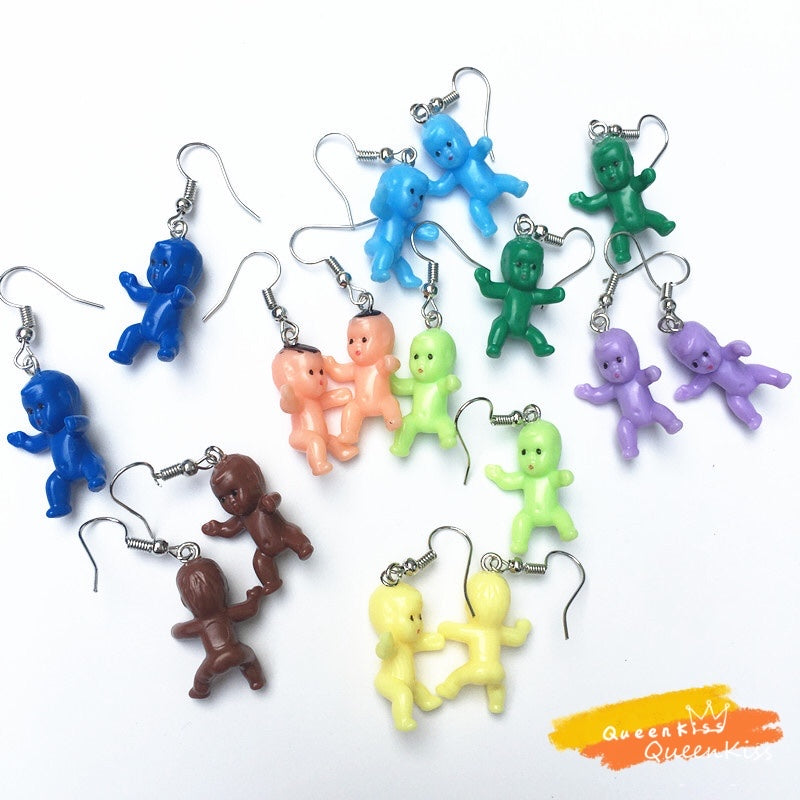 New Design Super Adorable Cute Quirky Babe Baby Babies Colorful Light Earrings - Kinder Garden!!