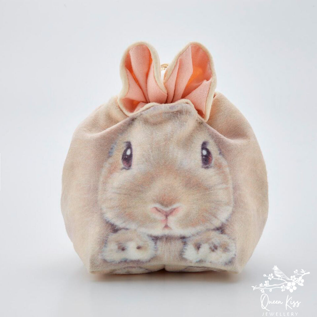 Bunny Rabbit Cute Adorable Makeup Purse Bag Pouch Flannel High Quality White Grey Beige Blackwhite Bunny Gift for her him -- Bunny Buddy!!