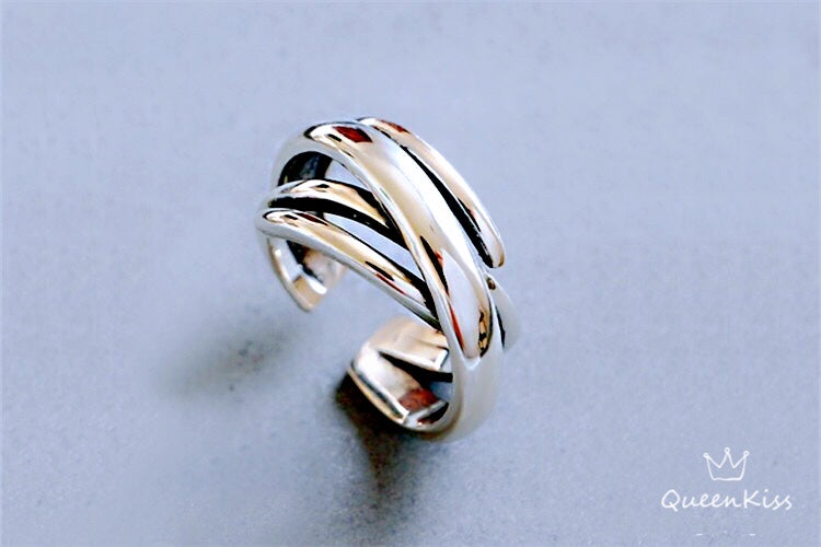 Cool Quirky Adjustable X Silver Ring -- West World