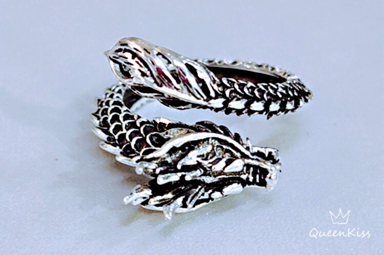 Super Cool 3D Dragon Minimalist Vintage Adjustable Silver Ring